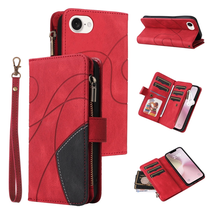 Dual-color 9 Card Slots Zipper Wallet Leather Phone Case