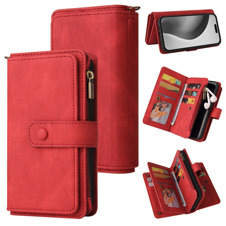 Skin Feel Multi Card Slots Zipper Wallet Leather Phone Case