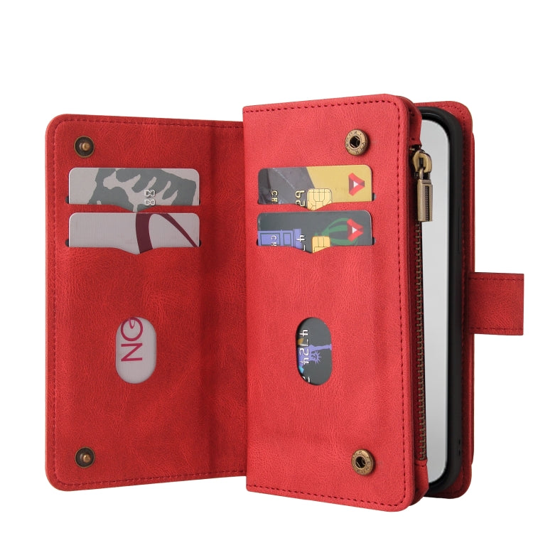 Skin Feel Multi Card Slots Zipper Wallet Leather Phone Case