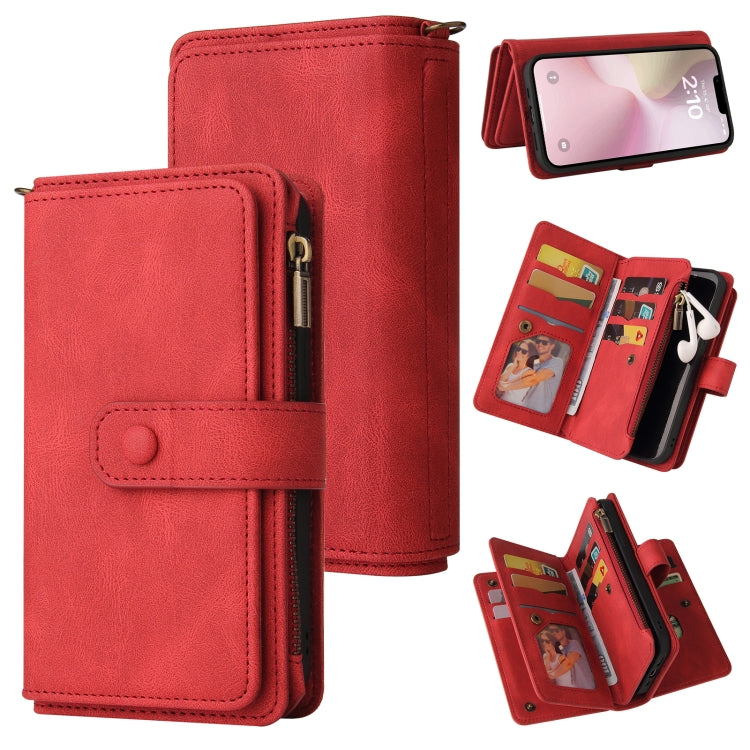 Skin Feel Multi Card Slots Zipper Wallet Leather Phone Case