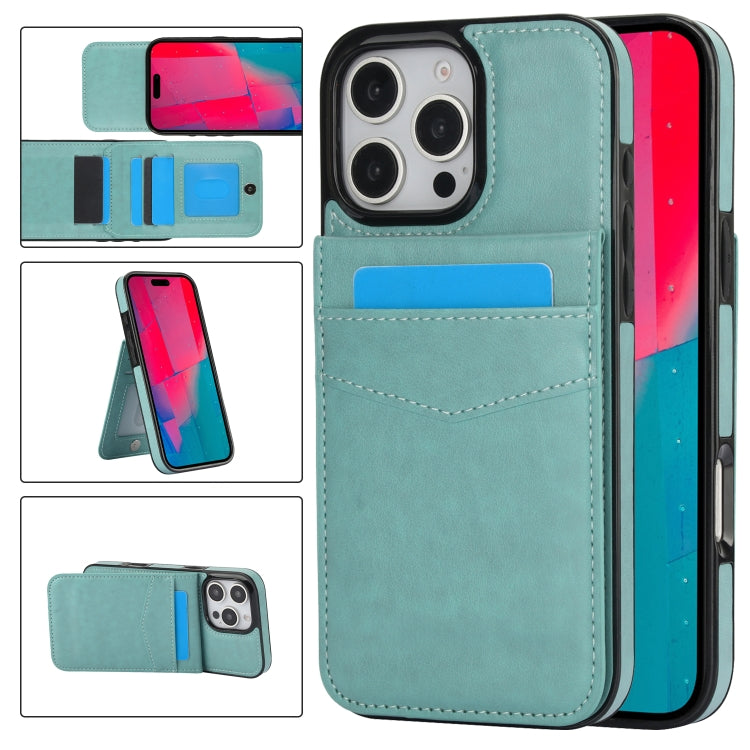 Solid Color Card Slots Bracket PU Phone Case