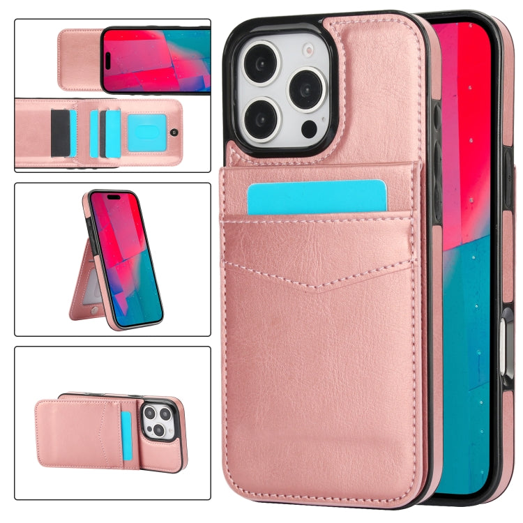 Solid Color Card Slots Bracket PU Phone Case