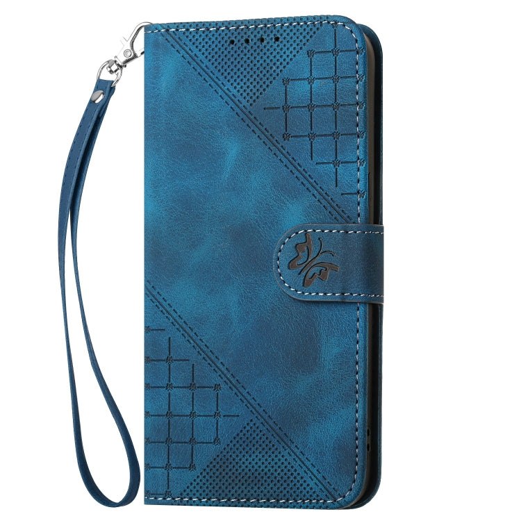 YX0080 Grid Butterfly Embossed Pattern Flip Leather Phone Case with Lanyard, Series 1