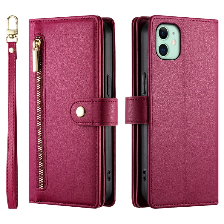 Nine Card-slot Zipper Wallet Bag Leather Phone Case, Series 1