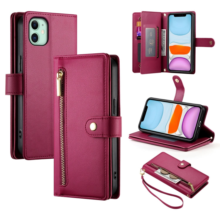 Nine Card-slot Zipper Wallet Bag Leather Phone Case, Series 1