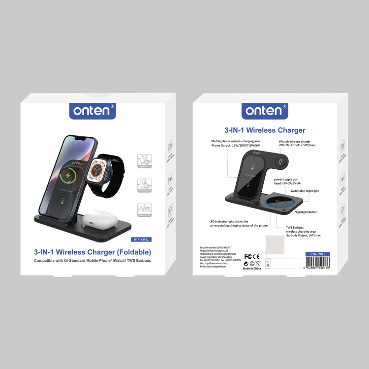 Onten CW11 3 in 1 Folding Wireless Charging