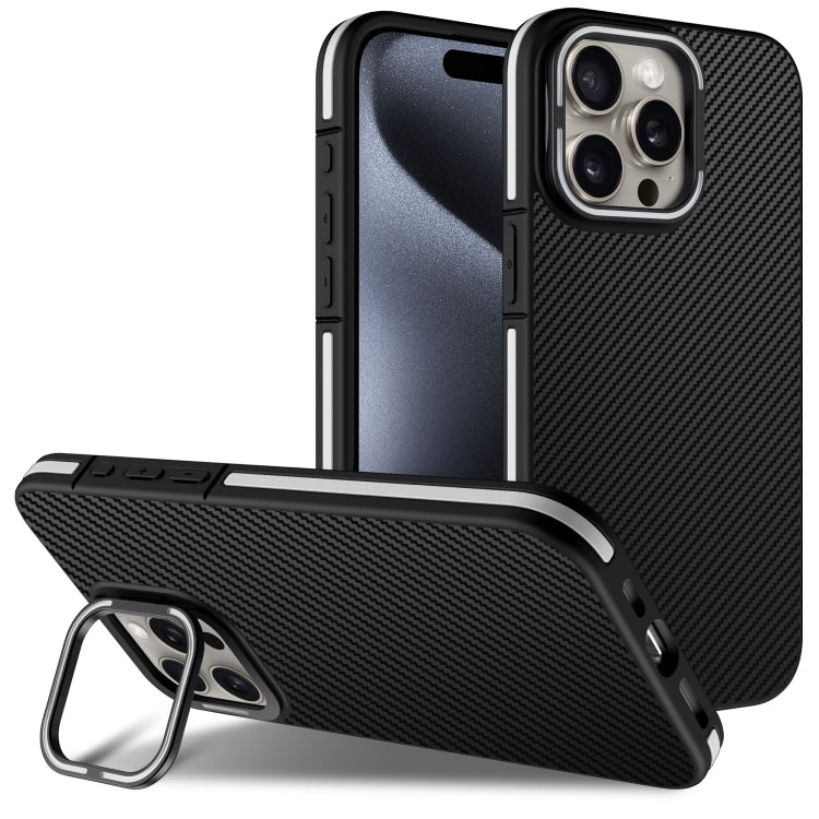 Carbon Fiber Texture Lens Holder TPU Phone Case, Series 1