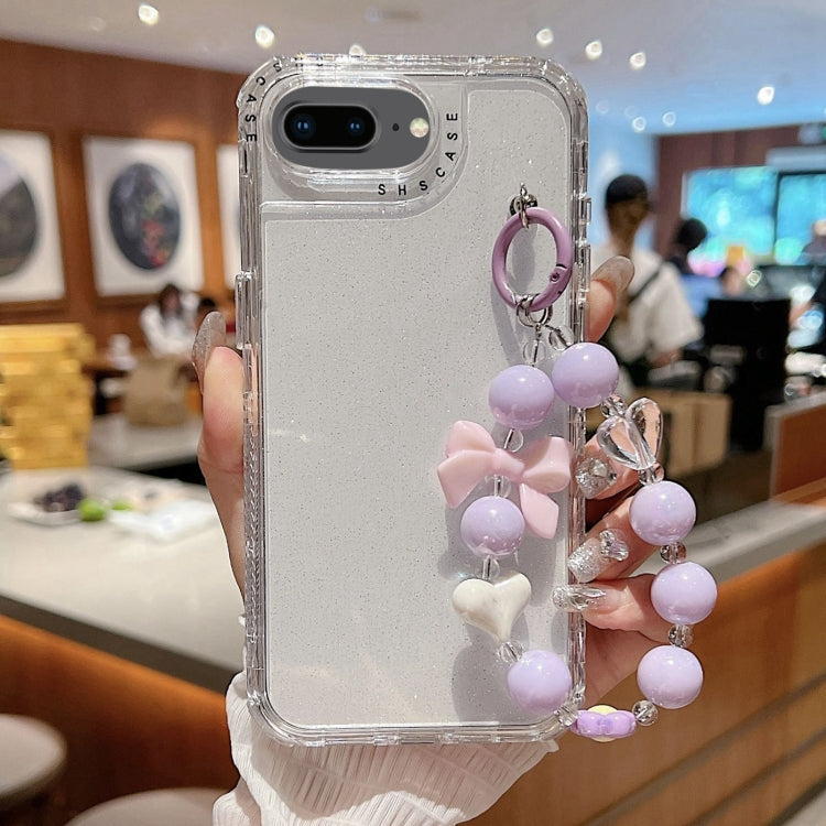 TPU + PC + Glitter Sequins Full Coverage Phone Case with Bracelet, For iPhone 6 Plus / 7 Plus / 8 Plus