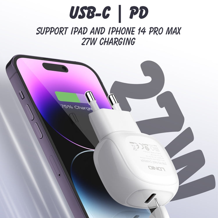 LDNIO A1206C PD27W USB-C / Type-C Fast Charger with 1m 8 Pin Cable