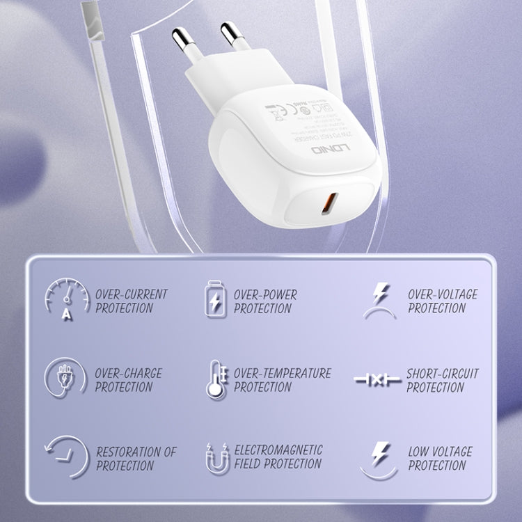 LDNIO A1206C PD27W USB-C / Type-C Fast Charger with 1m 8 Pin Cable