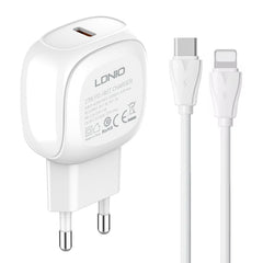 LDNIO A1206C PD27W USB-C / Type-C Fast Charger with 1m 8 Pin Cable