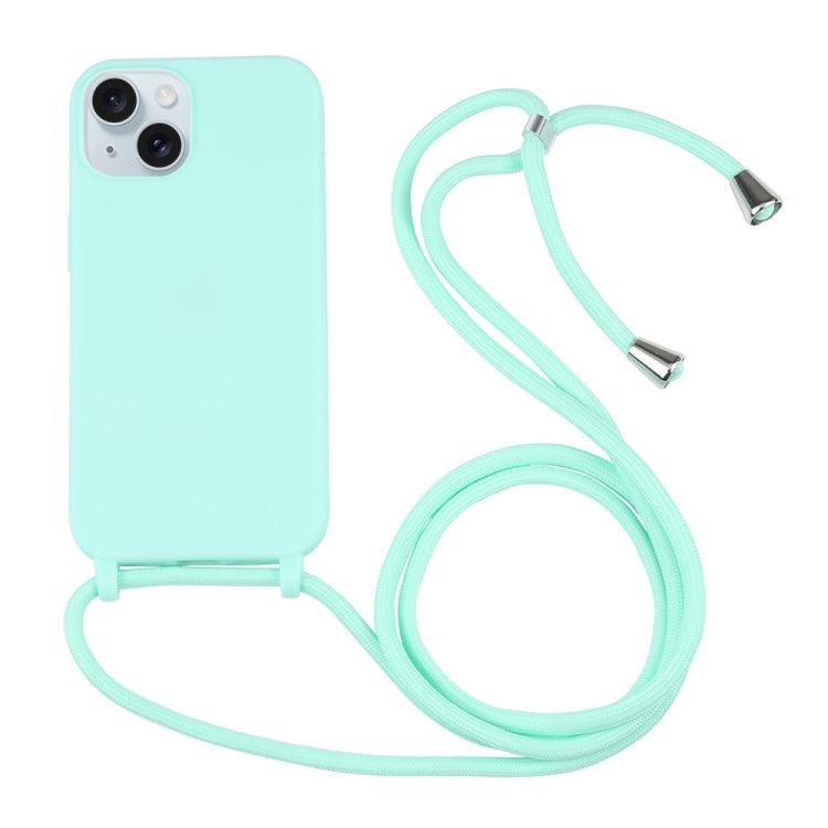 Candy Colors TPU Protective Phone Case with Lanyard, For iPhone 15 Plus, For iPhone 15