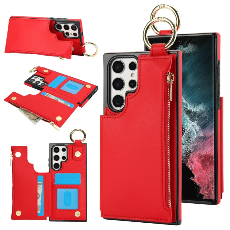 RFlD Anti-theft Double Buckle Ring Zipper Card Phone Case, For Samsung Galaxy S23 5G, For Samsung Galaxy S22 Ultra 5G, For Samsung Galaxy S22+ 5G