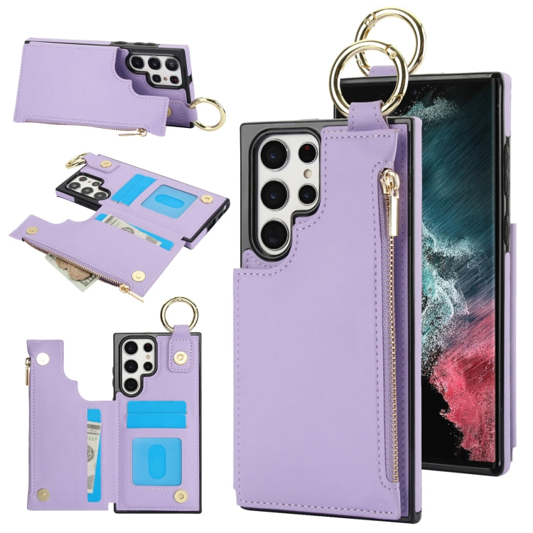 RFlD Anti-theft Double Buckle Ring Zipper Card Phone Case, For Samsung Galaxy S23 5G, For Samsung Galaxy S22 Ultra 5G, For Samsung Galaxy S22+ 5G
