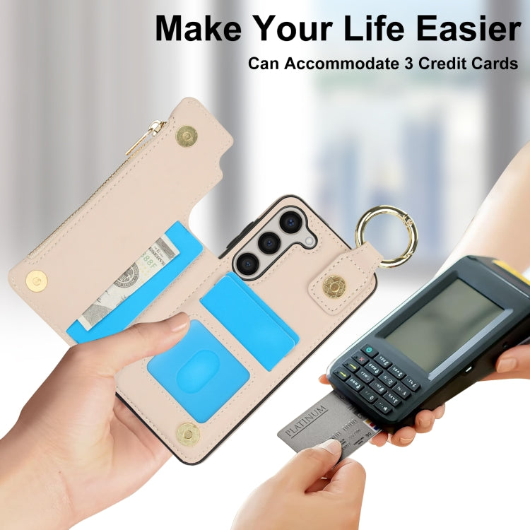 RFlD Anti-theft Double Buckle Ring Zipper Card Phone Case, For Samsung Galaxy S23 5G, For Samsung Galaxy S22 Ultra 5G, For Samsung Galaxy S22+ 5G