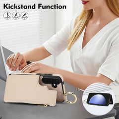 RFlD Anti-theft Double Buckle Ring Zipper Card Phone Case, For Samsung Galaxy S23 FE 5G, For Samsung Galaxy S23 Ultra 5G, For Samsung Galaxy S23+ 5G