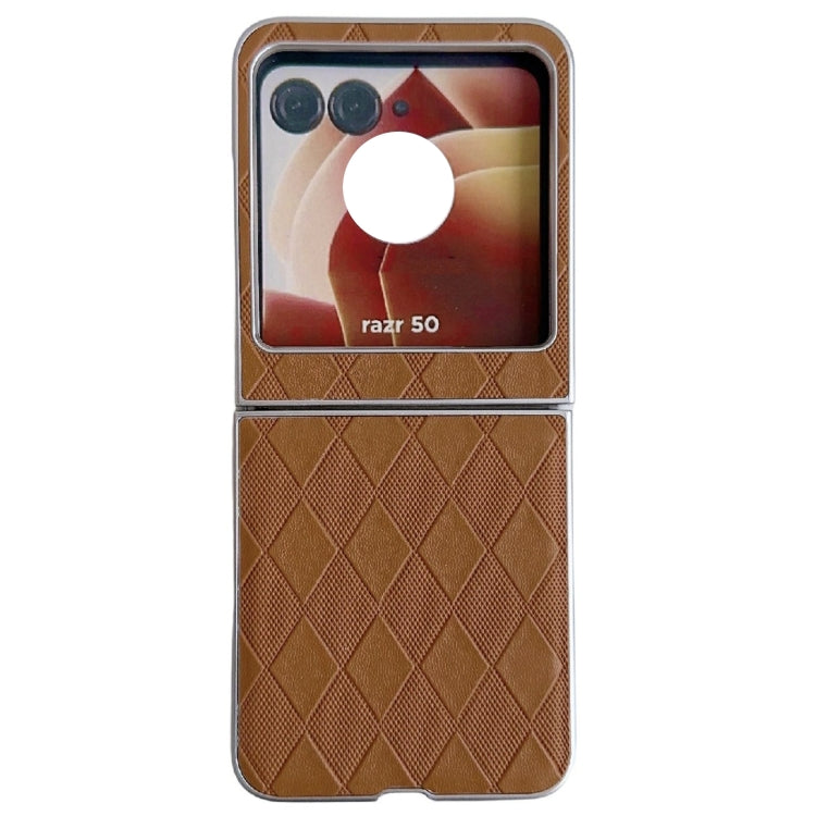 Pearlescent Paint Diamond Shaped Checkered Leather Phone Case