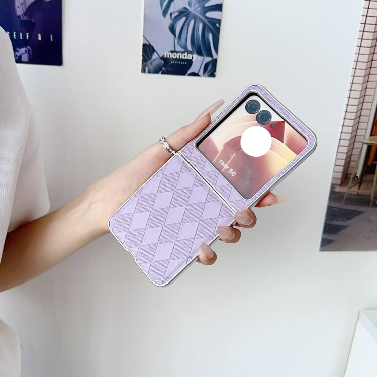 Pearlescent Paint Diamond Shaped Checkered Leather Phone Case