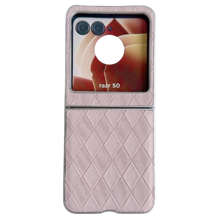 Pearlescent Paint Diamond Shaped Checkered Leather Phone Case