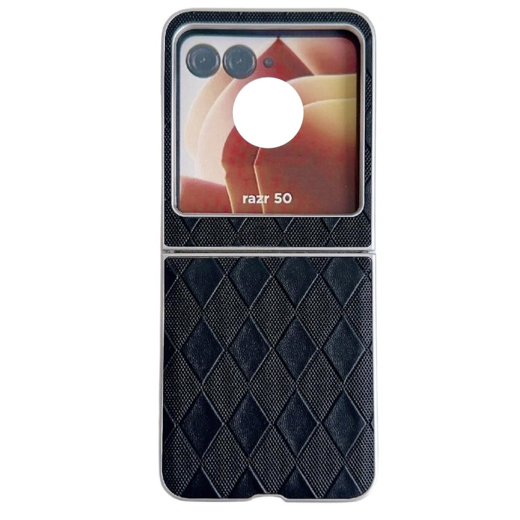 Pearlescent Paint Diamond Shaped Checkered Leather Phone Case