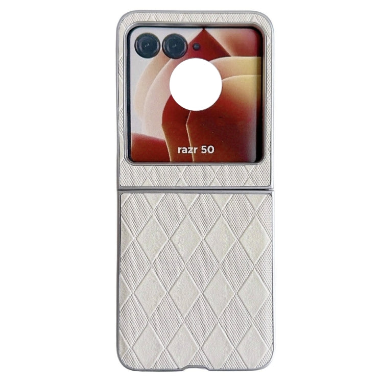 Pearlescent Paint Diamond Shaped Checkered Leather Phone Case