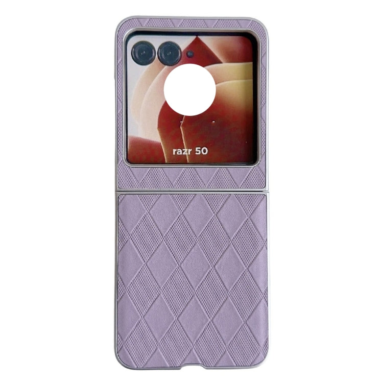 Pearlescent Paint Diamond Shaped Checkered Leather Phone Case