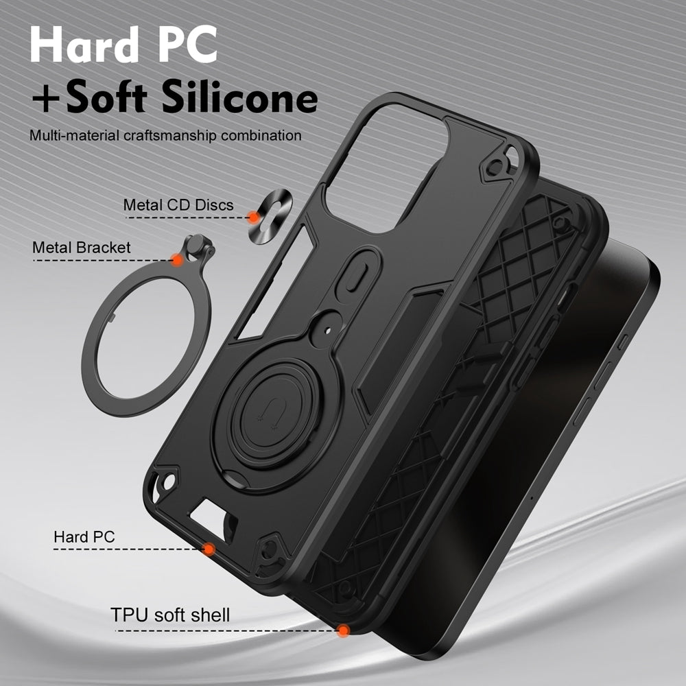 For Samsung Galaxy S24 5G Metal Ring 360 Degree Rotating Holder PC Hybrid TPU Phone Case