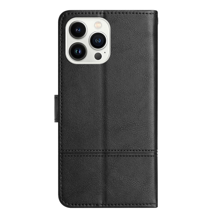 Cowhide Texture Stitching Leather Phone Case