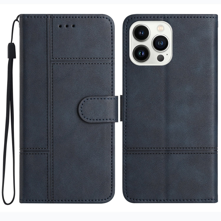 Cowhide Texture Stitching Leather Phone Case