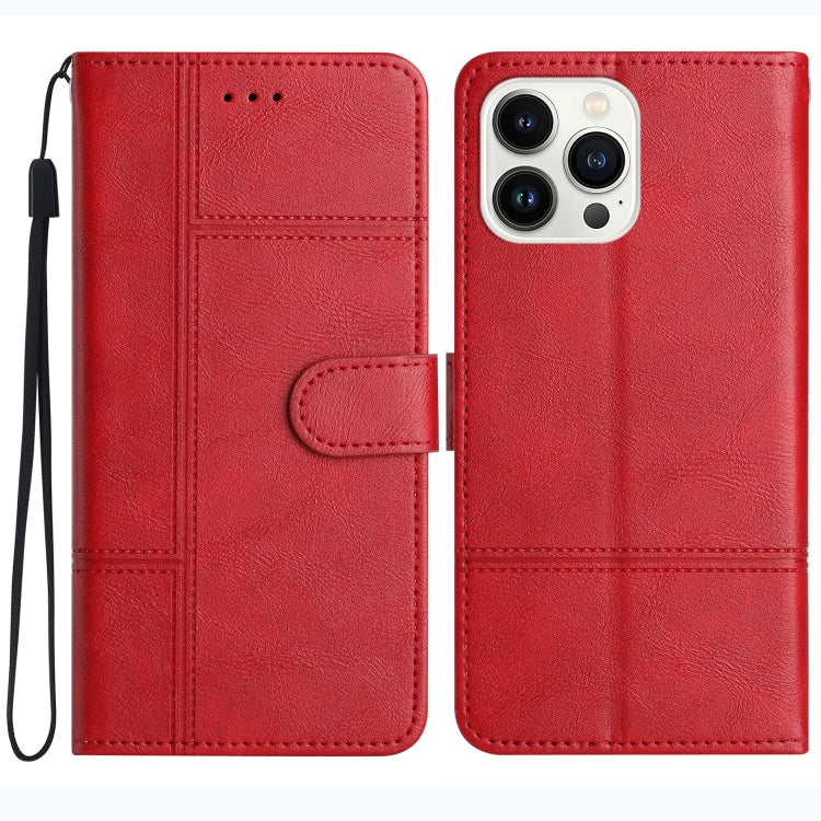 Cowhide Texture Stitching Leather Phone Case