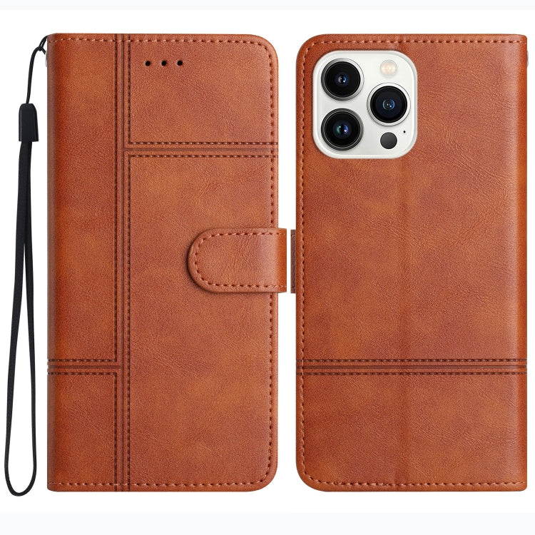 Cowhide Texture Stitching Leather Phone Case