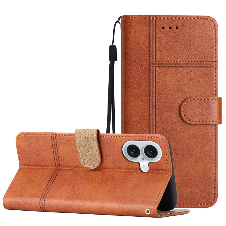 Cowhide Texture Stitching Leather Phone Case