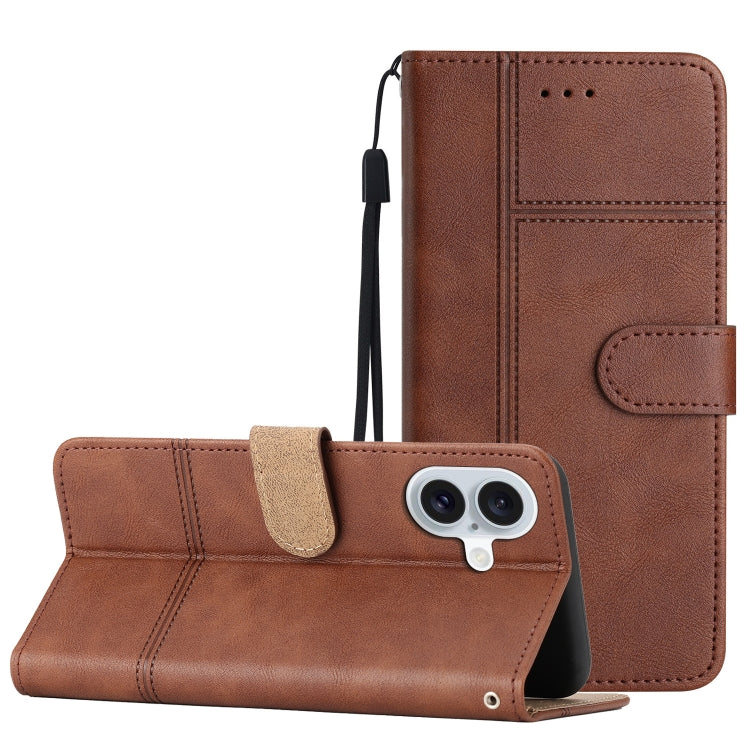 Cowhide Texture Stitching Leather Phone Case