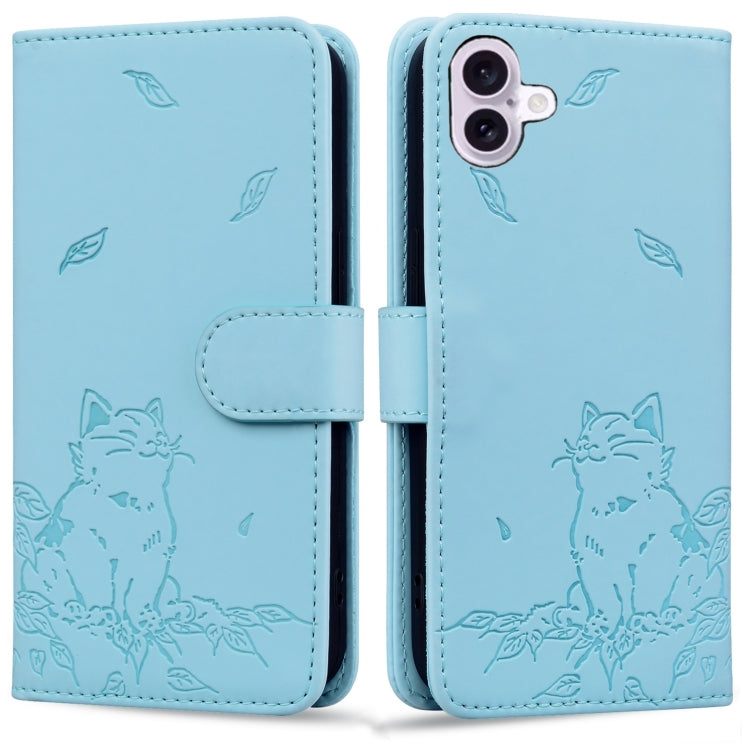 Cute Cat Embossed Leather Phone Case, Series 1