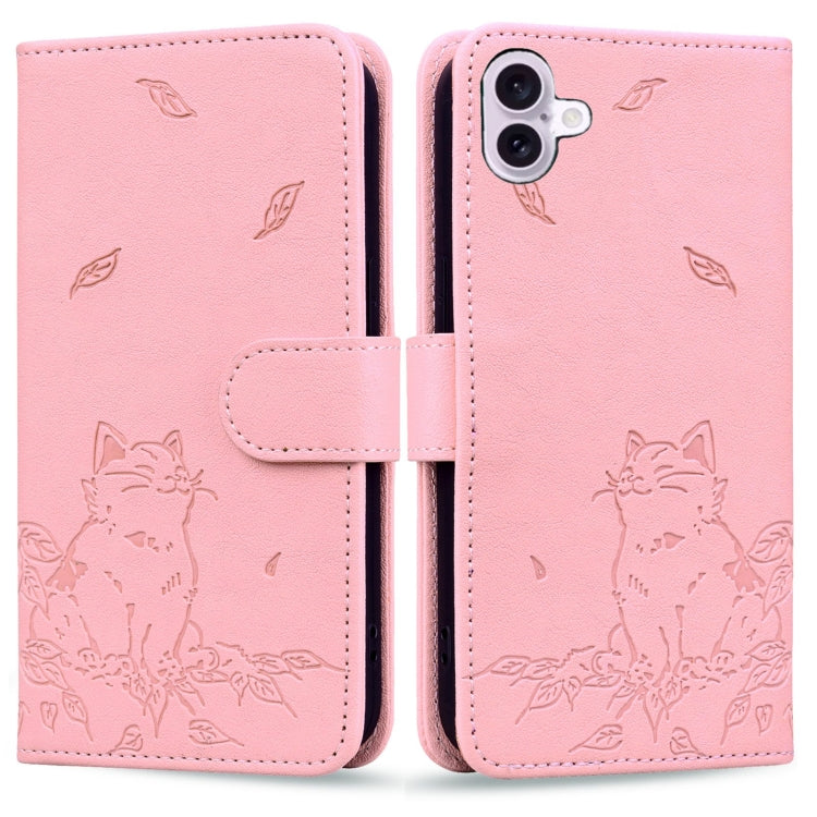 Cute Cat Embossed Leather Phone Case, Series 1