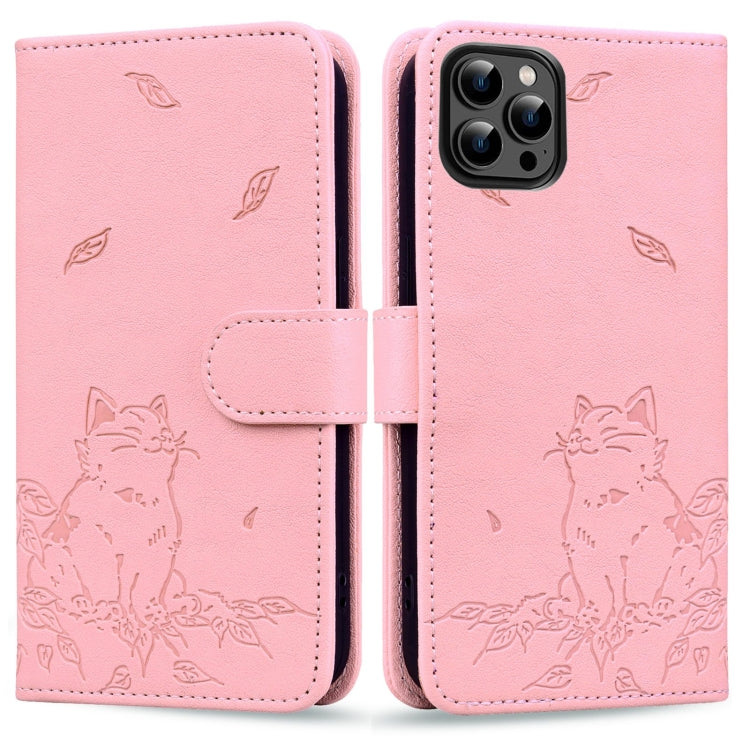 Cute Cat Embossed Leather Phone Case, Series 1