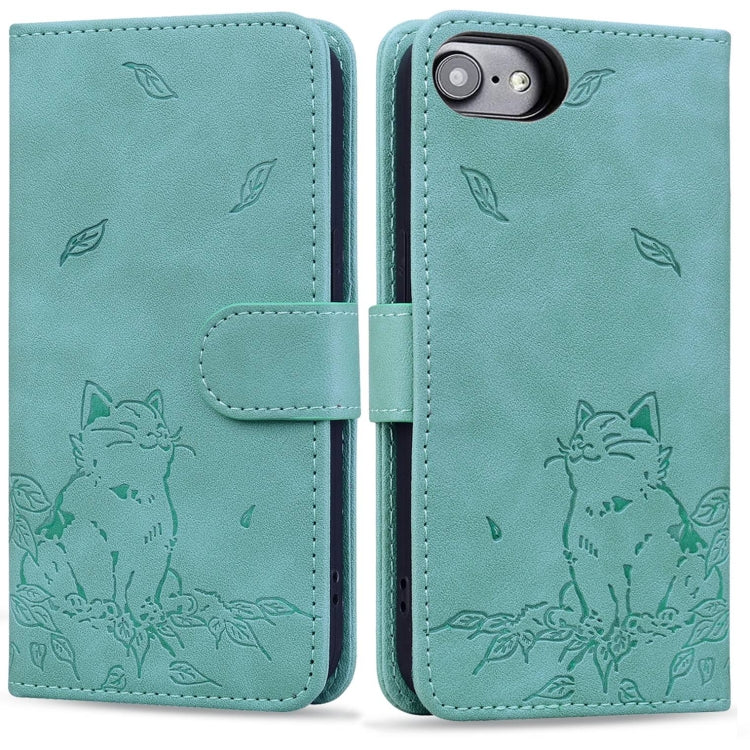 Cute Cat Embossed Leather Phone Case, Series 1