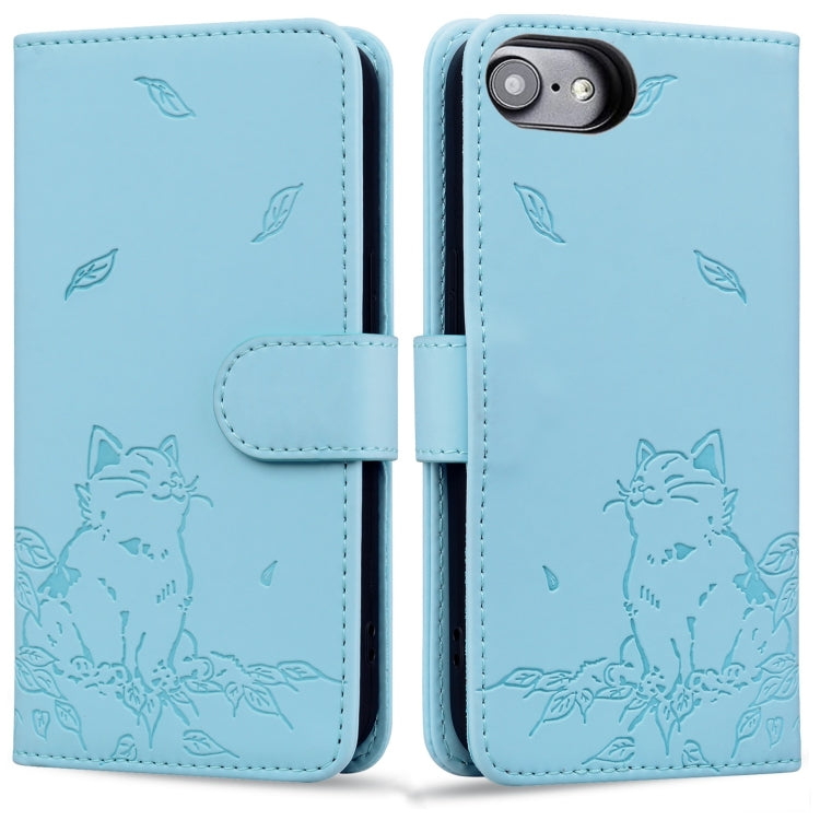 Cute Cat Embossed Leather Phone Case, Series 1