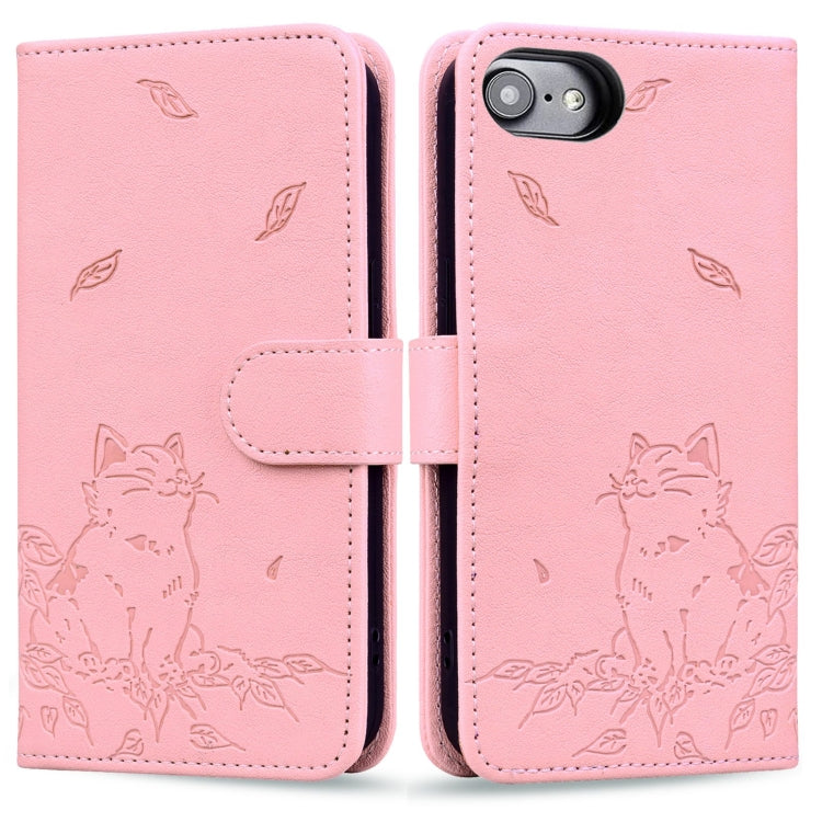 Cute Cat Embossed Leather Phone Case, Series 1