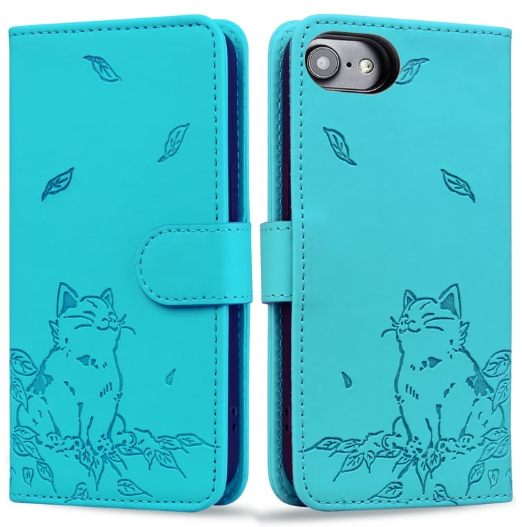 Cute Cat Embossed Leather Phone Case, Series 1