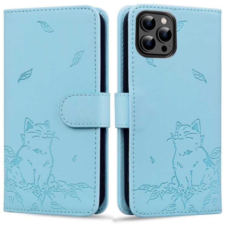 Cute Cat Embossed Leather Phone Case, Series 1