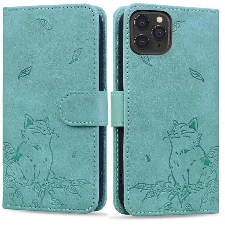 Cute Cat Embossed Leather Phone Case, Series 1