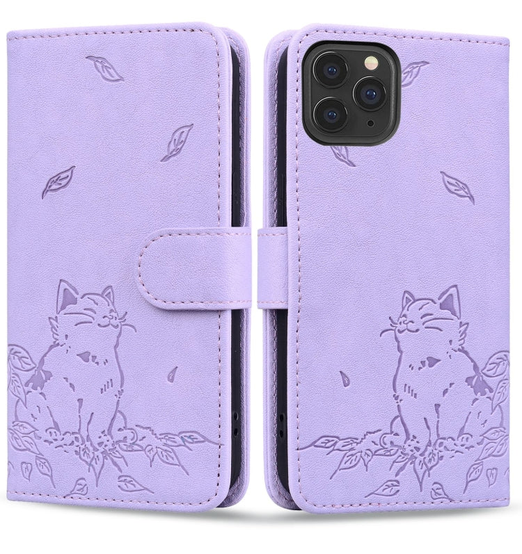 Cute Cat Embossed Leather Phone Case, Series 1