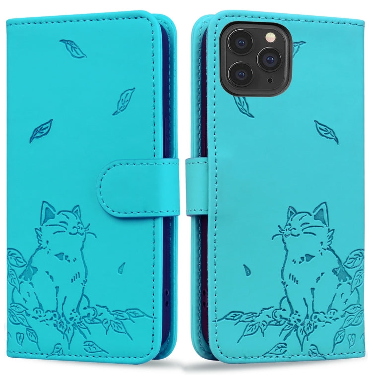 Cute Cat Embossed Leather Phone Case, Series 1