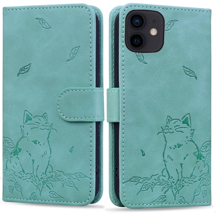 Cute Cat Embossed Leather Phone Case, Series 1