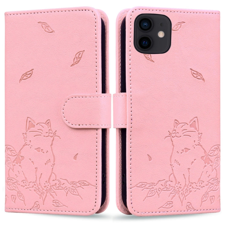 Cute Cat Embossed Leather Phone Case, Series 1