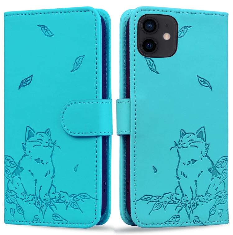 Cute Cat Embossed Leather Phone Case, Series 1