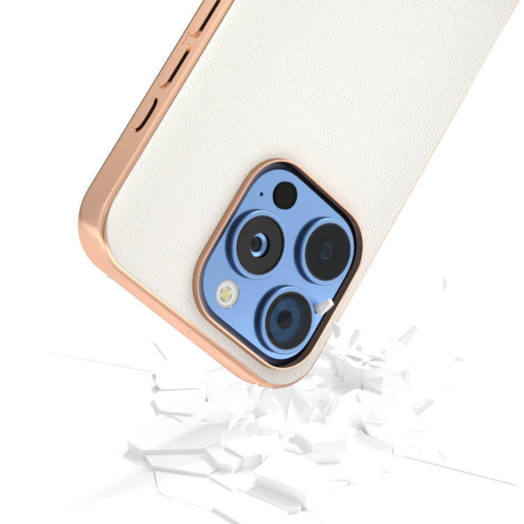 ABEEL Electroplated Frame Genuine Leather Elegant Phone Case