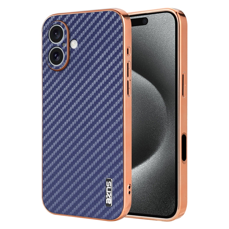 AZNS Electroplated Edge Carbon Fiber Texture Phone Case, Series 1