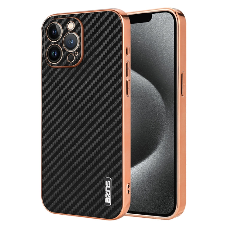 AZNS Electroplated Edge Carbon Fiber Texture Phone Case, Series 1